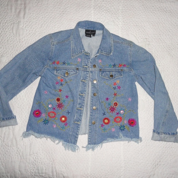 Carole Little Jackets & Blazers - Embroidered Jean Jacket Mirrors